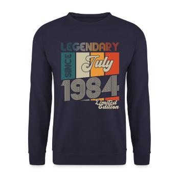 39th Birthday Man Born In July Born 1984 - Unisex Sweatshirt - navy - Front - Alina (178cm) & Michal (187cm)