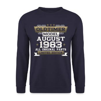 40th Birthday Man Oldtimer August Vintage 1983 - Unisex Sweatshirt - navy - Front - Alina (178cm) & Michal (187cm)