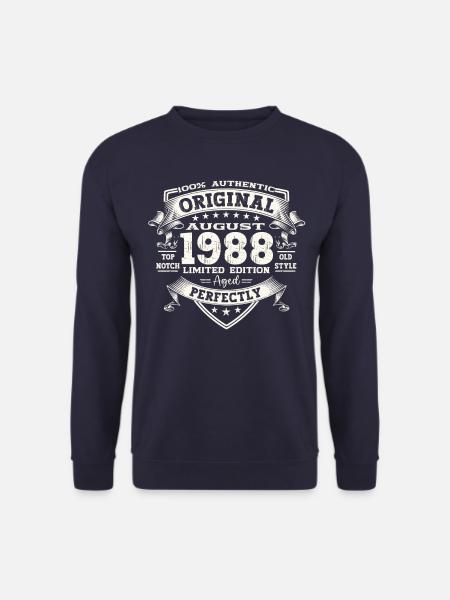 35. Geburtstag Mann Original August Jahrgang 1988 - Unisex Pullover - Navy