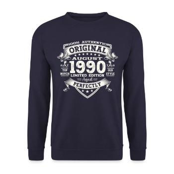 33 Birthday Man Original August Vintage 1990 - Unisex Sweatshirt - navy - Front - Alina (178cm) & Michal (187cm)