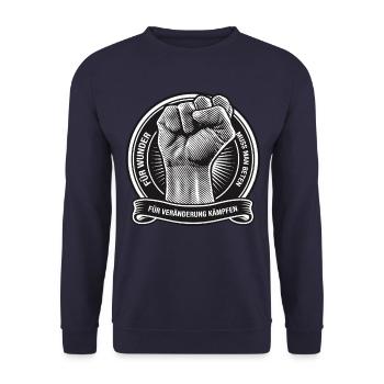 Für Wunder muss man beten für Veränderung kämpfen - Unisex Pullover - Navy - Vorne - Alina (178cm) & Michal (187cm)