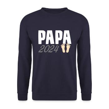 Papa 2024 - Unisex Pullover - Navy - Vorne - Alina (178cm) & Michal (187cm)
