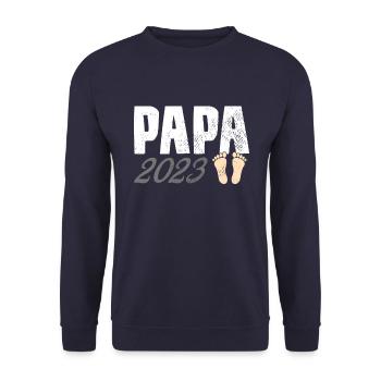 Papa 2023 - Unisex Pullover - Navy - Vorne - Alina (178cm) & Michal (187cm)