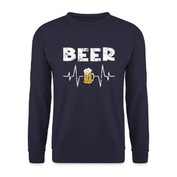Beer Heartbeat - Unisex Sweatshirt - navy - Front - Alina (178cm) & Michal (187cm)