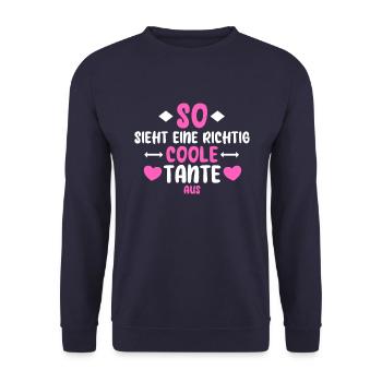 Coole Tante Spruch - Unisex Pullover - Navy - Vorne - Alina (178cm) & Michal (187cm)