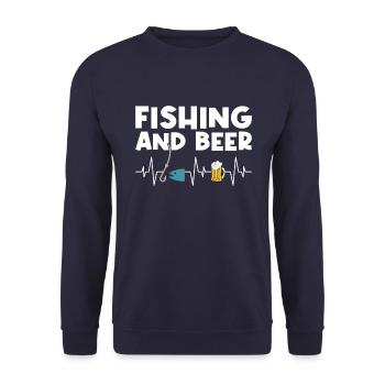 Fishing and beer heartbeat - Unisex Sweatshirt - navy - Front - Alina (178cm) & Michal (187cm)
