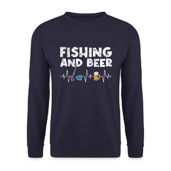 Fishing and beer heartbeat - Unisex Sweatshirt - navy - Front - Alina (178cm) & Michal (187cm)