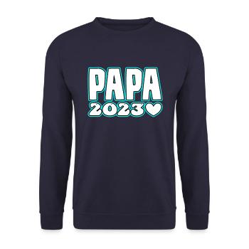 Papa 2023 - Unisex Pullover - Navy - Vorne - Alina (178cm) & Michal (187cm)