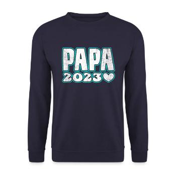 Papa 2023 - Unisex Pullover - Navy - Vorne - Alina (178cm) & Michal (187cm)