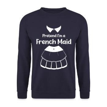 Pretend I'm a French Maid Lazy Halloween Costume - Unisex Sweatshirt - navy - Front - Alina (178cm) & Michal (187cm)