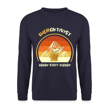 Bieraktivist Heben statt Kleben - Unisex Pullover - Navy - Vorne - Alina (178cm) & Michal (187cm)