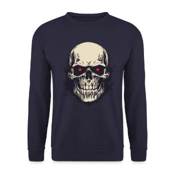 japanisch Damon art face Skull devil oni harajuku - Unisex Pullover - Navy - Vorne - Alina (178cm) & Michal (187cm)