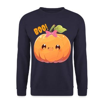 Frighteningly Cute Pumpkin / Gift Idea - Unisex Sweatshirt - navy - Front - Alina (178cm) & Michal (187cm)