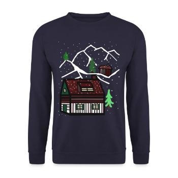 Hiver Noël Tyrol Alpes Alm Neige Noël Nature - Sweat-shirt Unisexe - marine - Devant - Alina (178cm) & Michal (187cm)