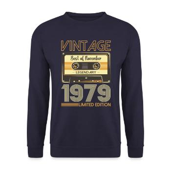 44th Birthday Cassette November Vintage 1979 - Unisex Sweatshirt - navy - Front - Alina (178cm) & Michal (187cm)
