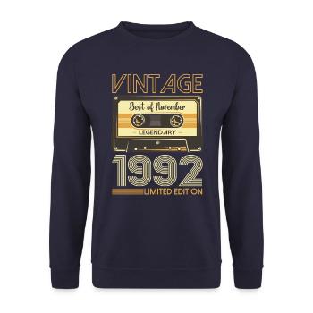31st Birthday Cassette November Vintage 1992 - Unisex Sweatshirt - navy - Front - Alina (178cm) & Michal (187cm)