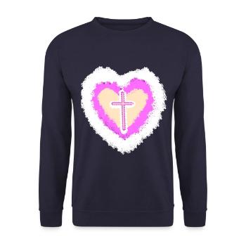 coeur religion jésus croix croix dieu christ - Sweat-shirt Unisexe - marine - Devant - Alina (178cm) & Michal (187cm)