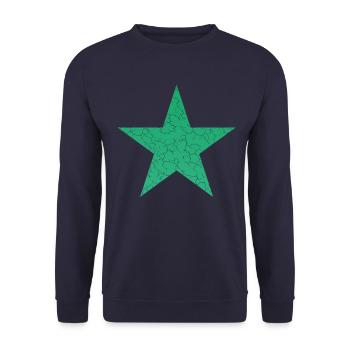 grüner Stern retro, green retro star - Unisex Pullover - Navy - Vorne - Alina (178cm) & Michal (187cm)