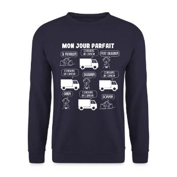 My Perfect Day Conduite de camion - Sweat-shirt Unisexe - marine - Devant - Alina (178cm) & Michal (187cm)