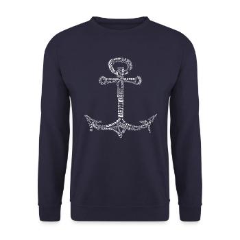 Anker, Wortanker, Anker mit Schrift, maritim - Unisex Pullover - Navy - Vorne - Alina (178cm) & Michal (187cm)