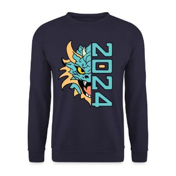 Drache 2024 Chinesisches Neujahr Jahr des Drachen - Unisex Pullover - Navy - Vorne - Alina (178cm) & Michal (187cm)