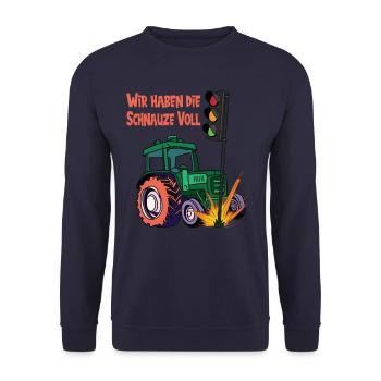 The traffic lights have to go! We're fed - Unisex Sweatshirt - navy - Front - Alina (178cm) & Michal (187cm)