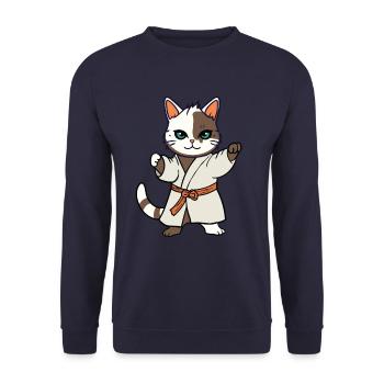Karate Cat I Funny Animals | Sports | Kitten - Unisex Sweatshirt - navy - Front - Alina (178cm) & Michal (187cm)