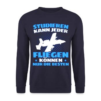 Fliegen Flugzeug Pilot Flieger Modellbau Piloten - Unisex Pullover - Navy - Vorne - Alina (178cm) & Michal (187cm)