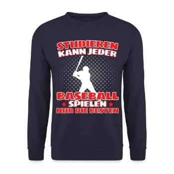 Lustiges Baseball für Pitcher und Catcher - Unisex Pullover - Navy - Vorne - Alina (178cm) & Michal (187cm)