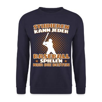 Lustiges Baseball für Pitcher und Catcher - Unisex Pullover - Navy - Vorne - Alina (178cm) & Michal (187cm)