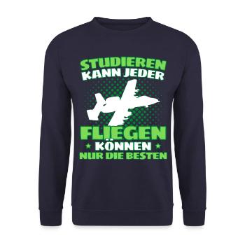 Fliegen Flugzeug Pilot Flieger Modellbau Piloten - Unisex Pullover - Navy - Vorne - Alina (178cm) & Michal (187cm)