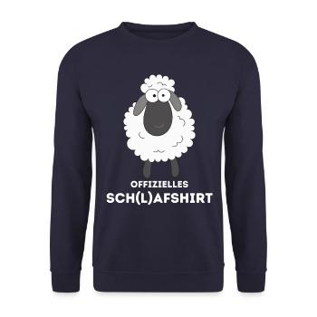 Offizielles Schlafshirt Schaf Schlafanzug Pyjama - Unisex Pullover - Navy - Vorne - Alina (178cm) & Michal (187cm)