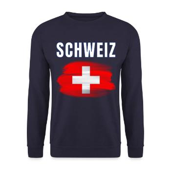 Schweiz 2024 Trikot - Schweizer Fahne Schweiz - Unisex Pullover - Navy - Vorne - Alina (178cm) & Michal (187cm)