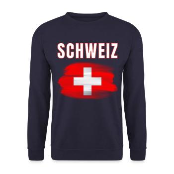 Schweiz 2024 Trikot - Schweizer Fahne Schweiz - Unisex Pullover - Navy - Vorne - Alina (178cm) & Michal (187cm)
