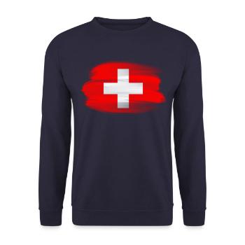 Schweiz 2024 Trikot - Schweizer Fahne Schweiz - Unisex Pullover - Navy - Vorne - Alina (178cm) & Michal (187cm)