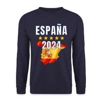 Spanien 2024 Trikot - Spanische Fahne Spanien - Unisex Pullover - Navy - Vorne - Alina (178cm) & Michal (187cm)