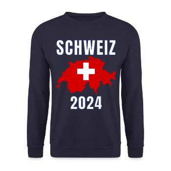 Schweiz 2024 Trikot - Schweizer Fahne Schweiz - Unisex Pullover - Navy - Vorne - Alina (178cm) & Michal (187cm)