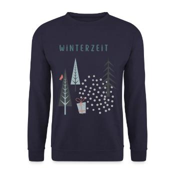 Winter Time - The Winter Snows Snowflakes - Unisex Sweatshirt - navy - Front - Alina (178cm) & Michal (187cm)