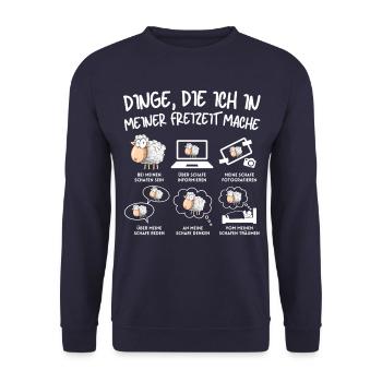 Lustiger Schaf Schafe Schäferei Schafhirte - Unisex Pullover - Navy - Vorne - Alina (178cm) & Michal (187cm)