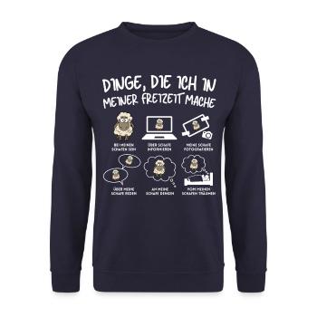 Lustiger Schaf Schafe Schäferei Schafhirte - Unisex Pullover - Navy - Vorne - Alina (178cm) & Michal (187cm)