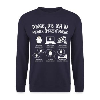 Lustiger Schaf Schafe Schäferei Schafhirte - Unisex Pullover - Navy - Vorne - Alina (178cm) & Michal (187cm)