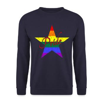 LGBTQ Pride Stern - Unisex Pullover - Navy - Vorne - Alina (178cm) & Michal (187cm)
