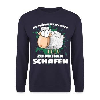 JE PRÉFÉRERAIS ALLER VERS MES BREBIS MAINTENANT - Sweat-shirt Unisexe - marine - Devant - Alina (178cm) & Michal (187cm)