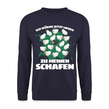 I'D RATHER GO TO MY SHEEP NOW - Unisex Sweatshirt - navy - Front - Alina (178cm) & Michal (187cm)