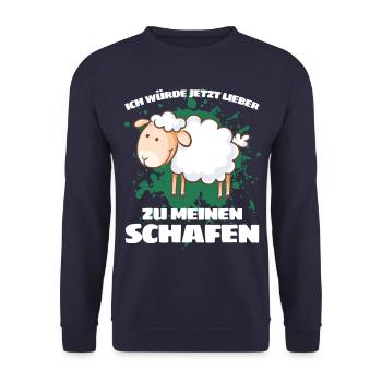 I'D RATHER GO TO MY SHEEP NOW - Unisex Sweatshirt - navy - Front - Alina (178cm) & Michal (187cm)