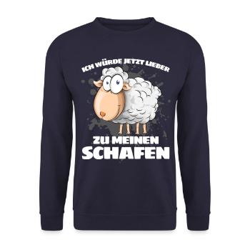 I'D RATHER GO TO MY SHEEP NOW - Unisex Sweatshirt - navy - Front - Alina (178cm) & Michal (187cm)