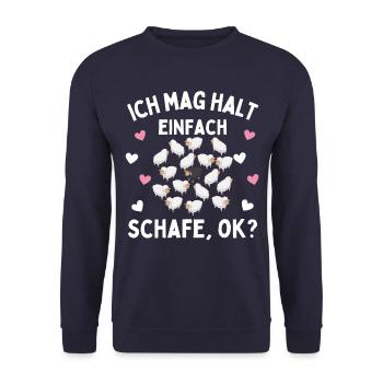I JUST LIKE SHEEP! Sheep Shepherd Sheep - Unisex Sweatshirt - navy - Front - Alina (178cm) & Michal (187cm)