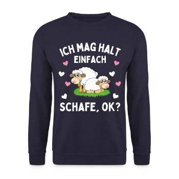 I JUST LIKE SHEEP! Sheep Shepherd Sheep - Unisex Sweatshirt - navy - Front - Alina (178cm) & Michal (187cm)