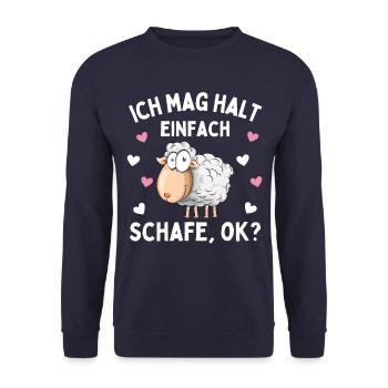 I JUST LIKE SHEEP! Sheep Shepherd Sheep - Unisex Sweatshirt - navy - Front - Alina (178cm) & Michal (187cm)