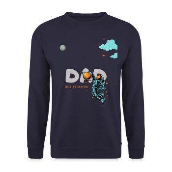 Outer Space Dad Geburtstags-T-Shirt Shirt-First Trip. - Unisex Pullover - Navy - Vorne - Alina (178cm) & Michal (187cm)